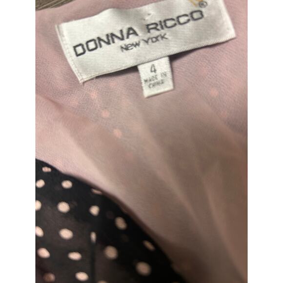 Vintage Donna Ricco Silk Mini Dress Polka Dot Ruffled Cowl Neck Size 4 - Picture 3 of 5